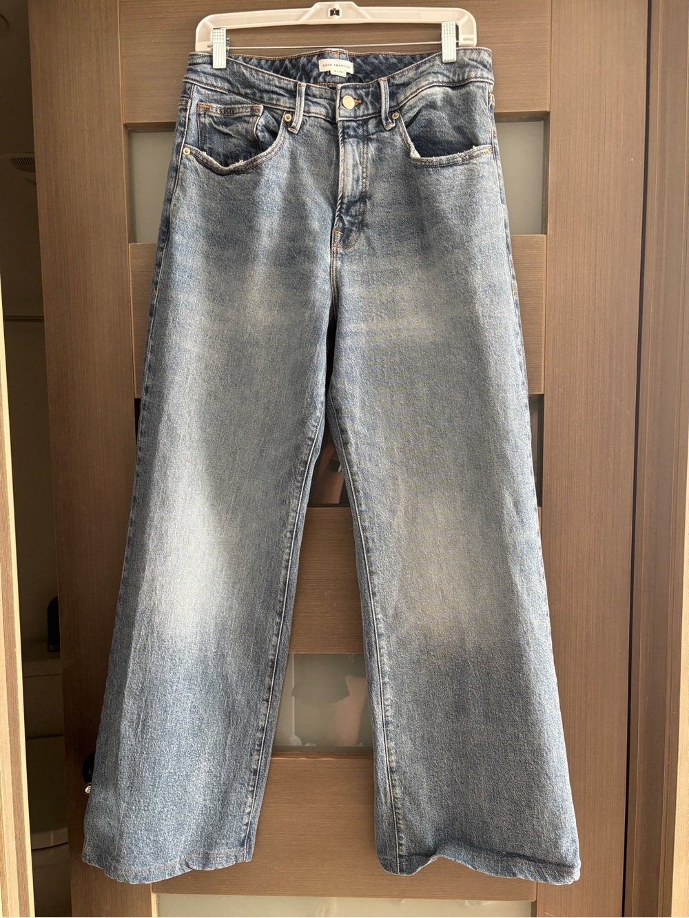 Good American Good Ease Wide Leg Jeans - Size 8